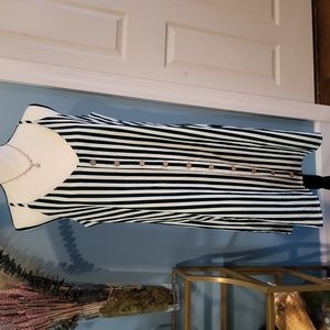 SHEIN GREEN AND WHITE STRIPE MIDI DRESS